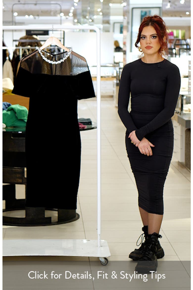 Rhinestone & Illusion Lace Detail Velvet Cocktail Sheath Dress video