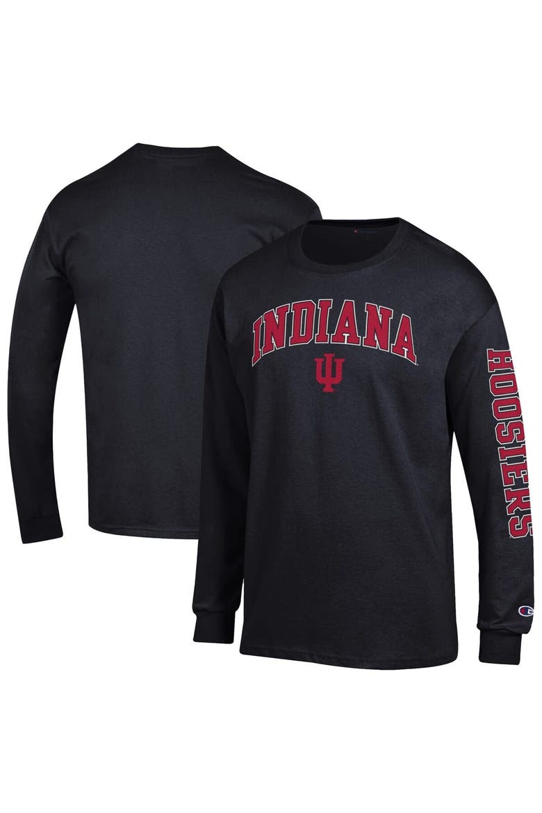 Men's Champion  Black Indiana Hoosiers Arch Over Logo 2-Hit Long Sleeve T-Shirt, Main, color, Black