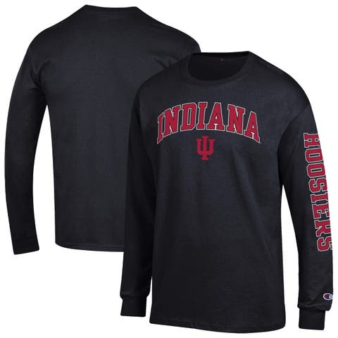 Men's Champion  Black Indiana Hoosiers Arch Over Logo 2-Hit Long Sleeve T-Shirt