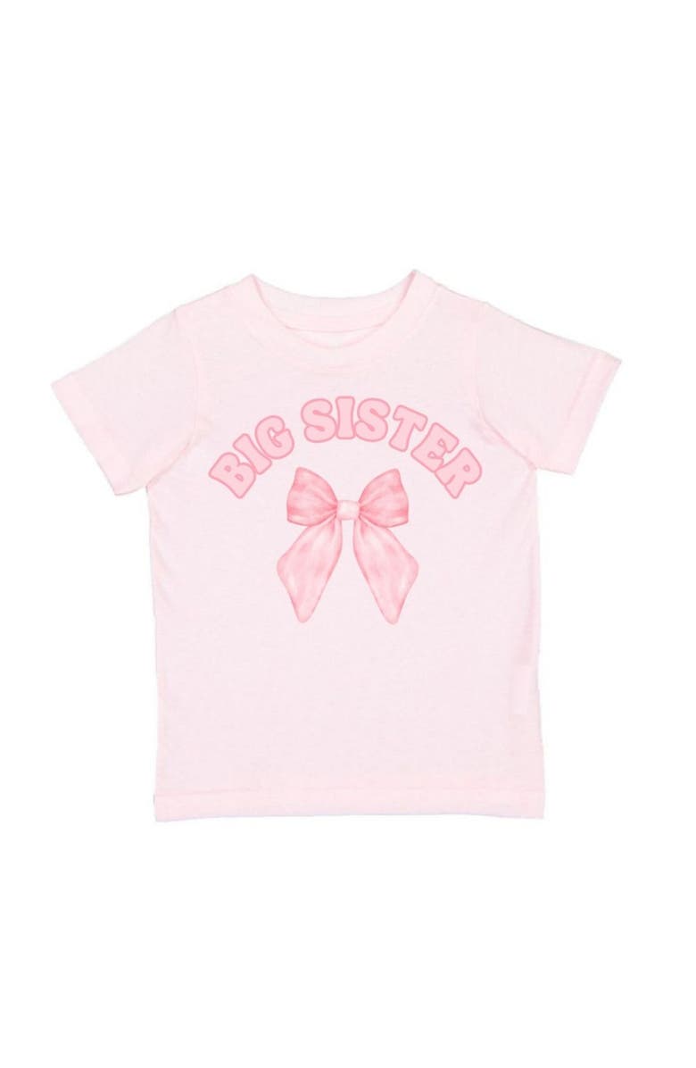 Sweet Wink Big Sister Bow Short Sleeve T-Shirt, Main, color, Pink
