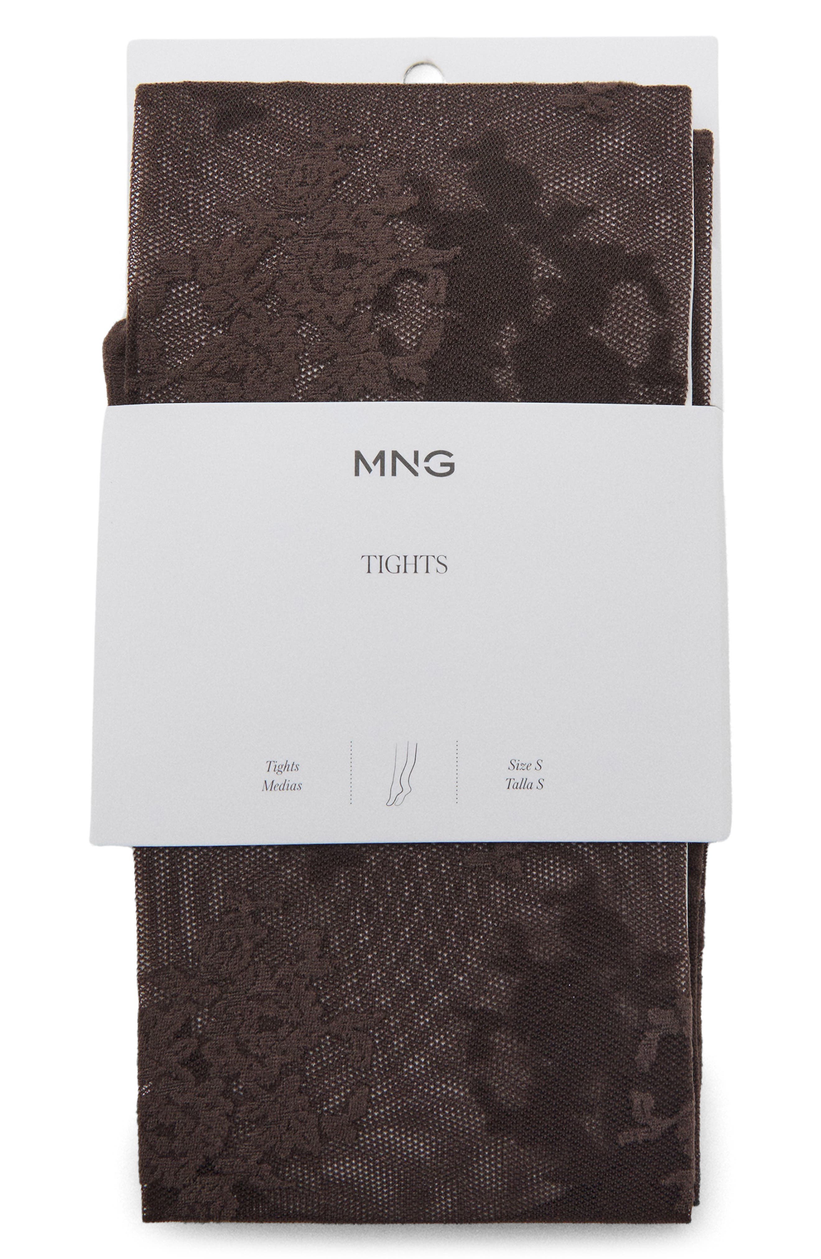 MANGO Floral Jacquard Tights in Chocolate at Nordstrom, Size Large
