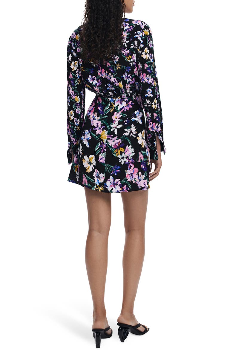 Desigual Floral Long Sleeve Minidress, Alternate, color, Black