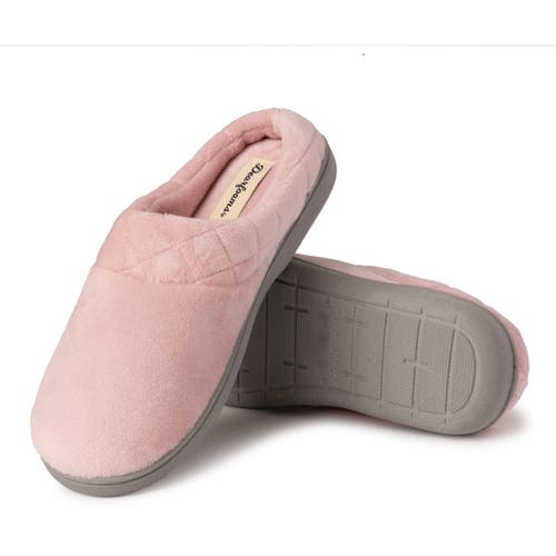Dearfoams Darcy Quilted Cuff Velour Clog Slipper In Pale Mauve