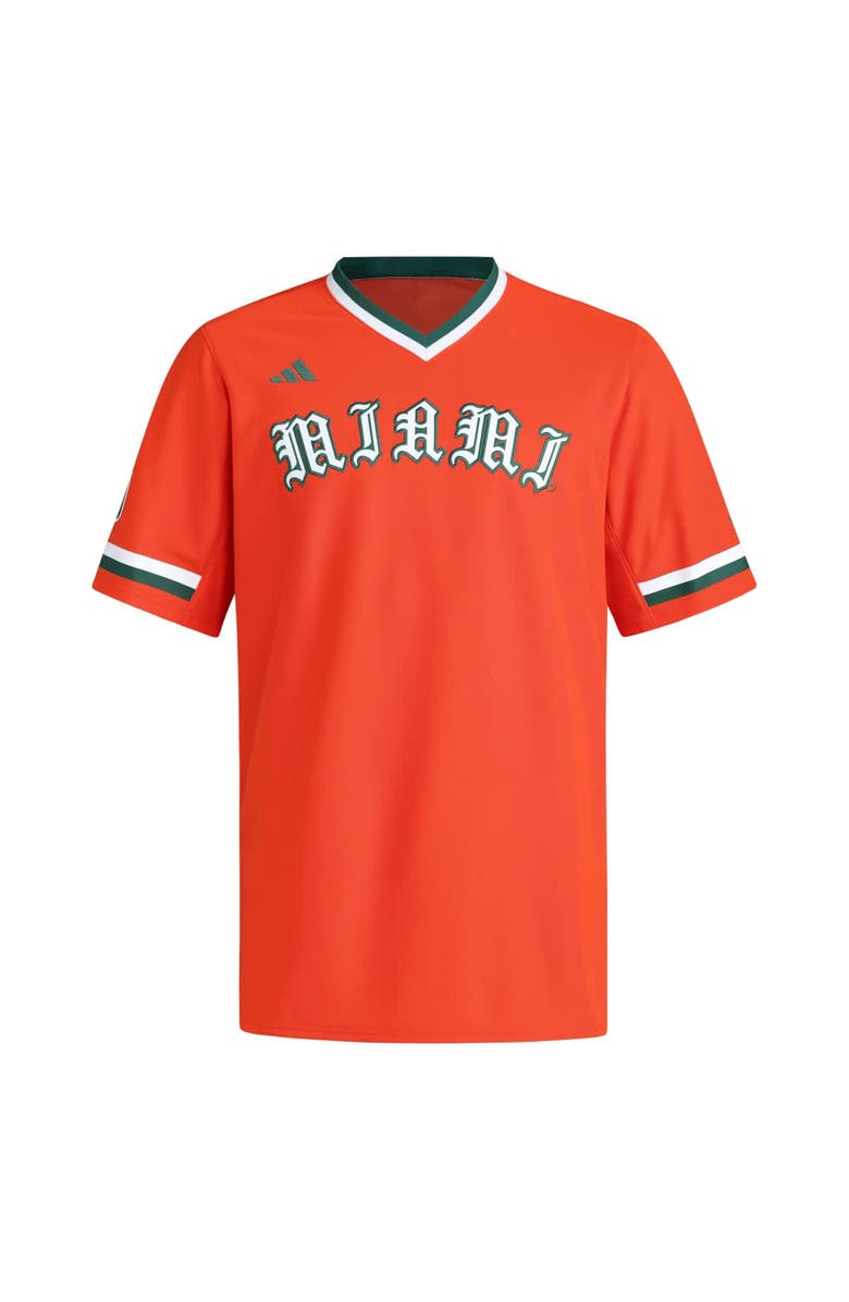 adidas Men's adidas Orange Miami Hurricanes V-Neck Baseball Jersey, Alternate, color, Orange