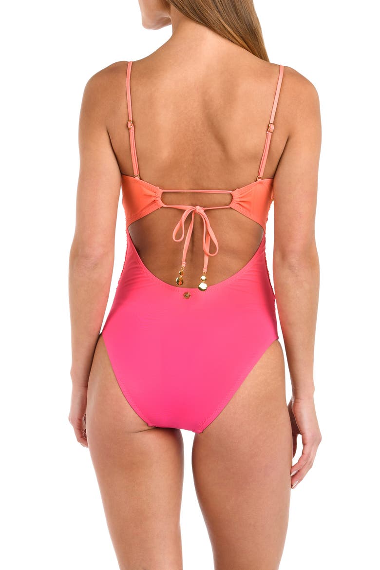 Ombré Illusions Bandeau One-Piece Swimsuit, Alternate, color, PINK