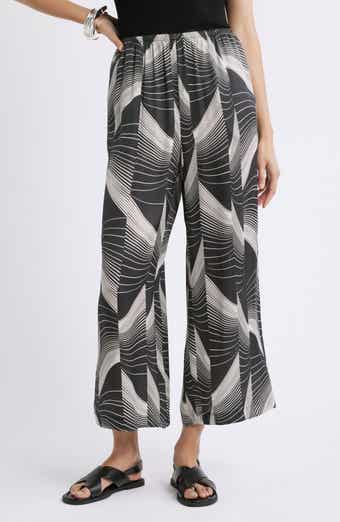 Nordstrom Print Pull-On Satin Crop Wide Leg Pants