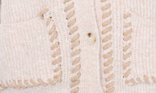 Rain And Rose Contrast Stitch Cardigan In Neutral