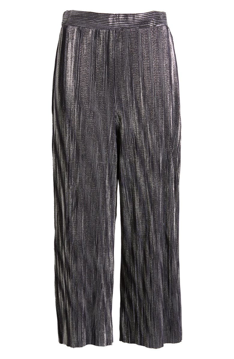 Love, Fire Metallic Mini Pleat Gaucho Crop Pants, Alternate, color,
