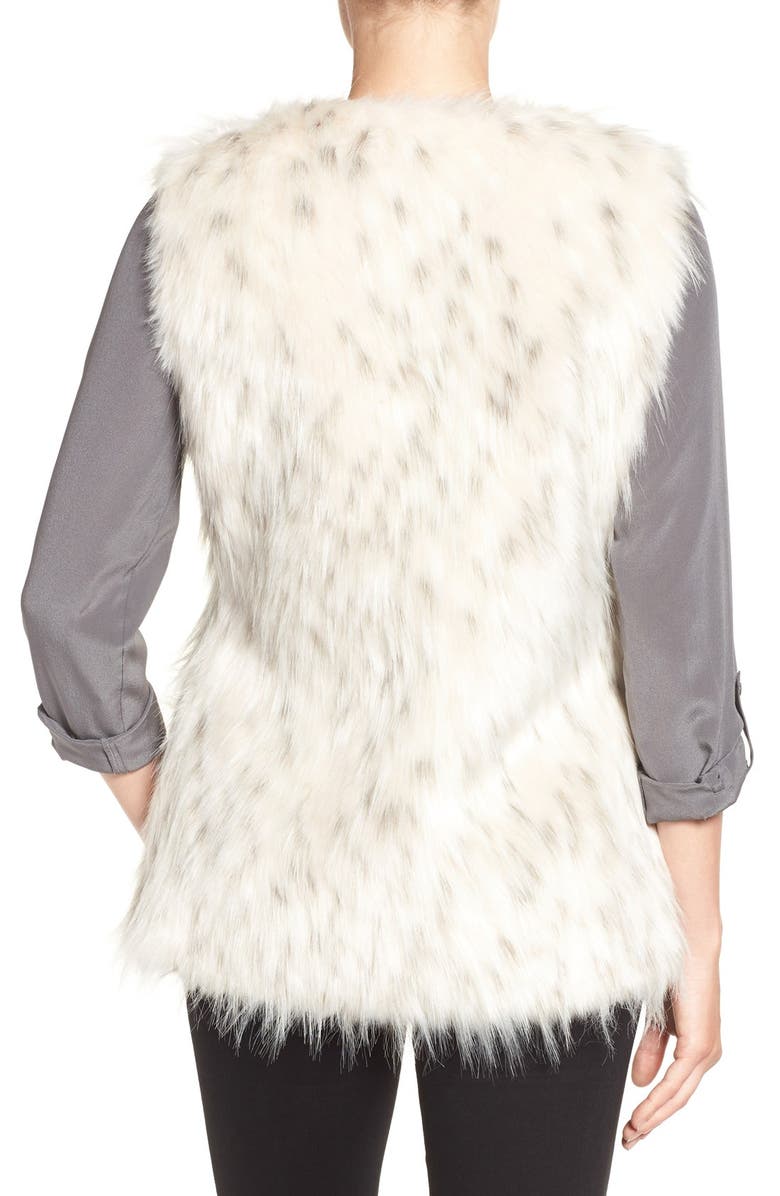 Via Spiga Collarless Faux Fur Vest, Alternate, color, 