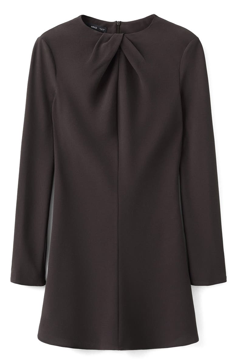 MANGO Drape Long Sleeve Sheath Dress, Alternate, color, Brown
