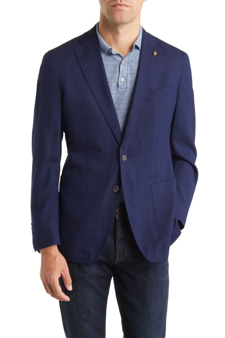 Excursionist Flex Water Resistant Wool & Silk Sport Coat, Main, color, NAVY
