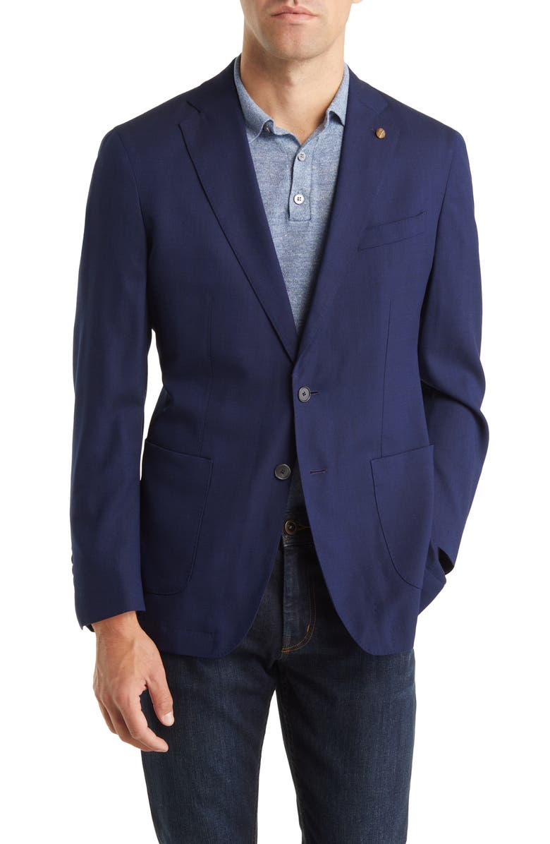 Peter Millar Excursionist Flex Water Resistant Wool & Silk Sport Coat, Main, color, Navy