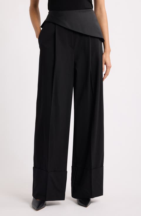 Henita Asymmetrical Waist Wide Leg Pants