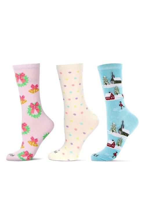 Memoi Winter Skiing Assorted 3-pack Crew Socks In Multi