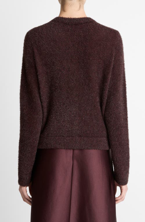 Vince Metallic Eyelash Cardigan In Burgundy