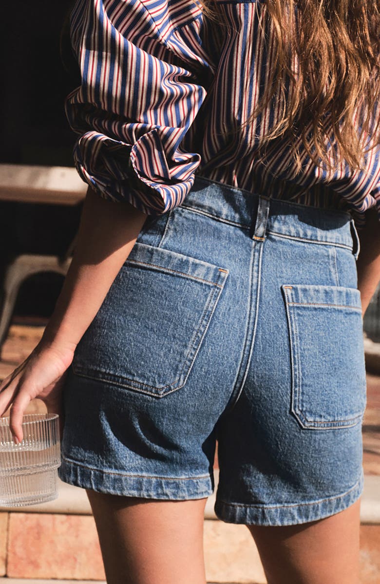 Madewell The Emmy Patch Pocket High Waist Denim Shorts, Alternate, color, Midvale Wash