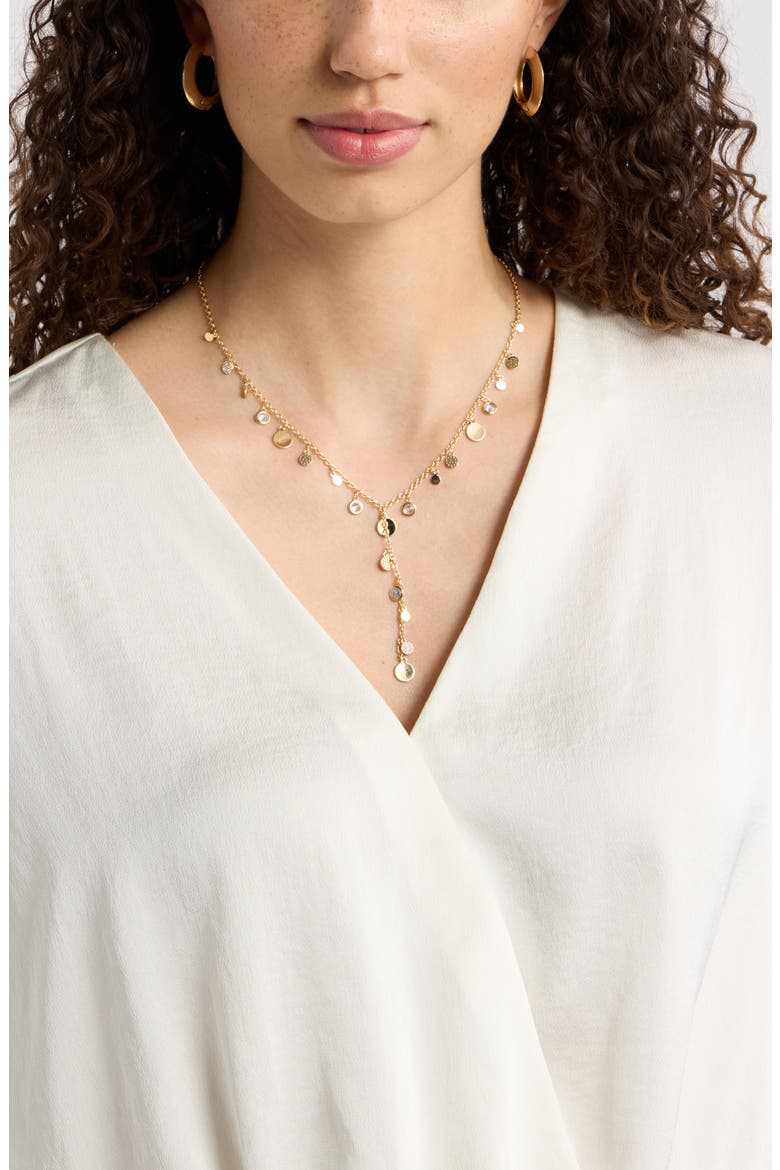Shaky Pavé Cubic Zirconia Y-Necklace, Alternate, color, CLEAR- GOLD