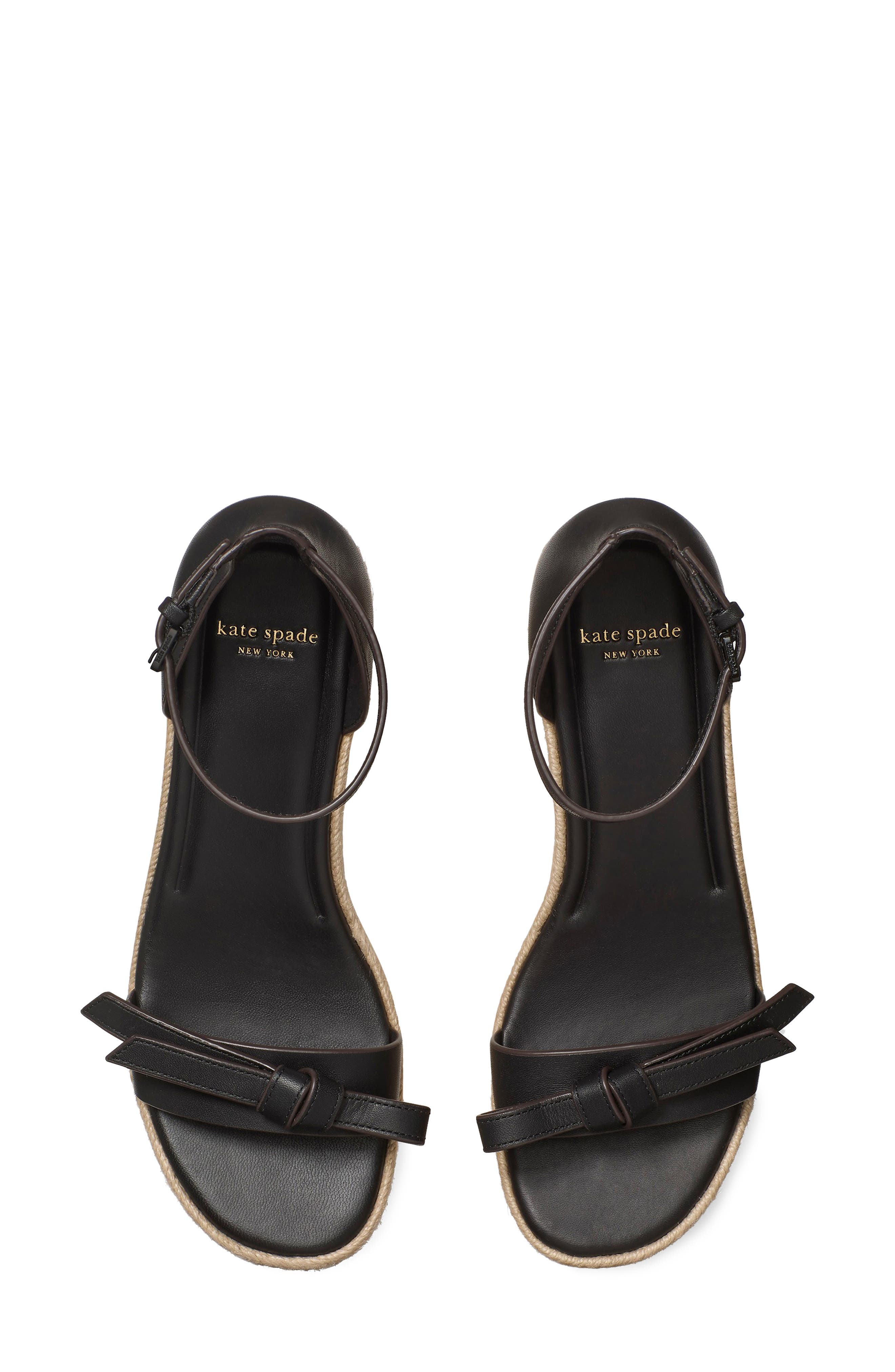 Kate Spade New York loop espadrille ankle strap platform wedge sandal, Alternate, color, Black