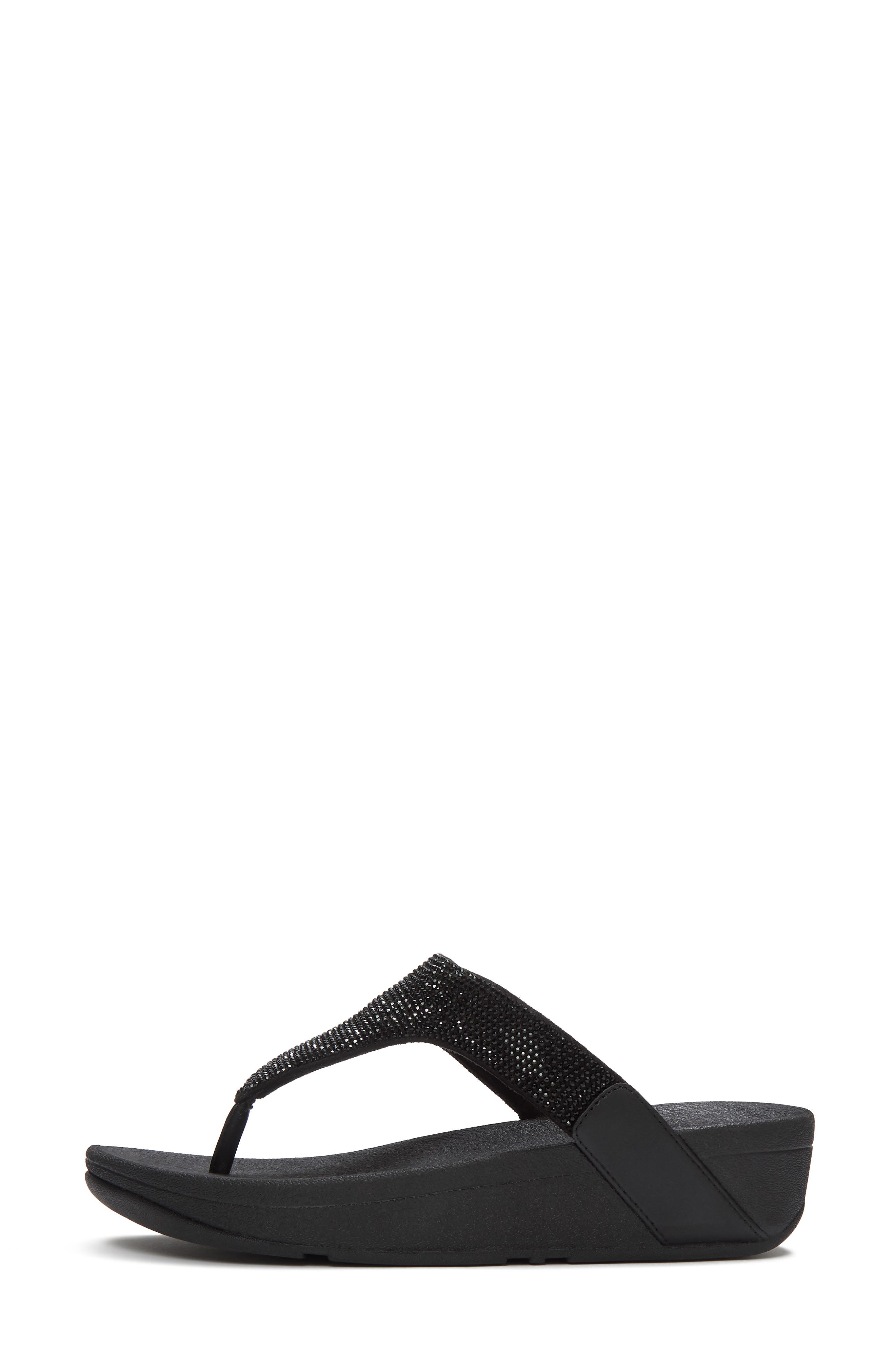 Flowrise Rhinestone Wedge Flip Flop, Alternate, color, BLACK