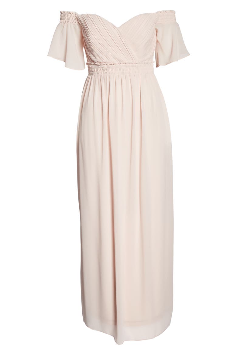 Freida Off the Shoulder Maxi Dress, Alternate, color, PEACH BLUSH
