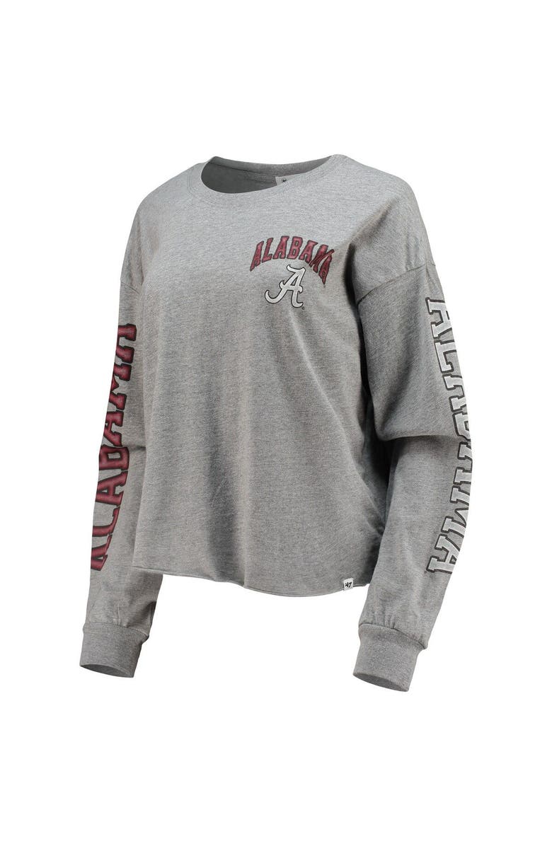 '47 Women's '47 Heathered Gray Alabama Crimson Tide Ultra Max Parkway Long Sleeve Cropped T-Shirt, Alternate, color, 