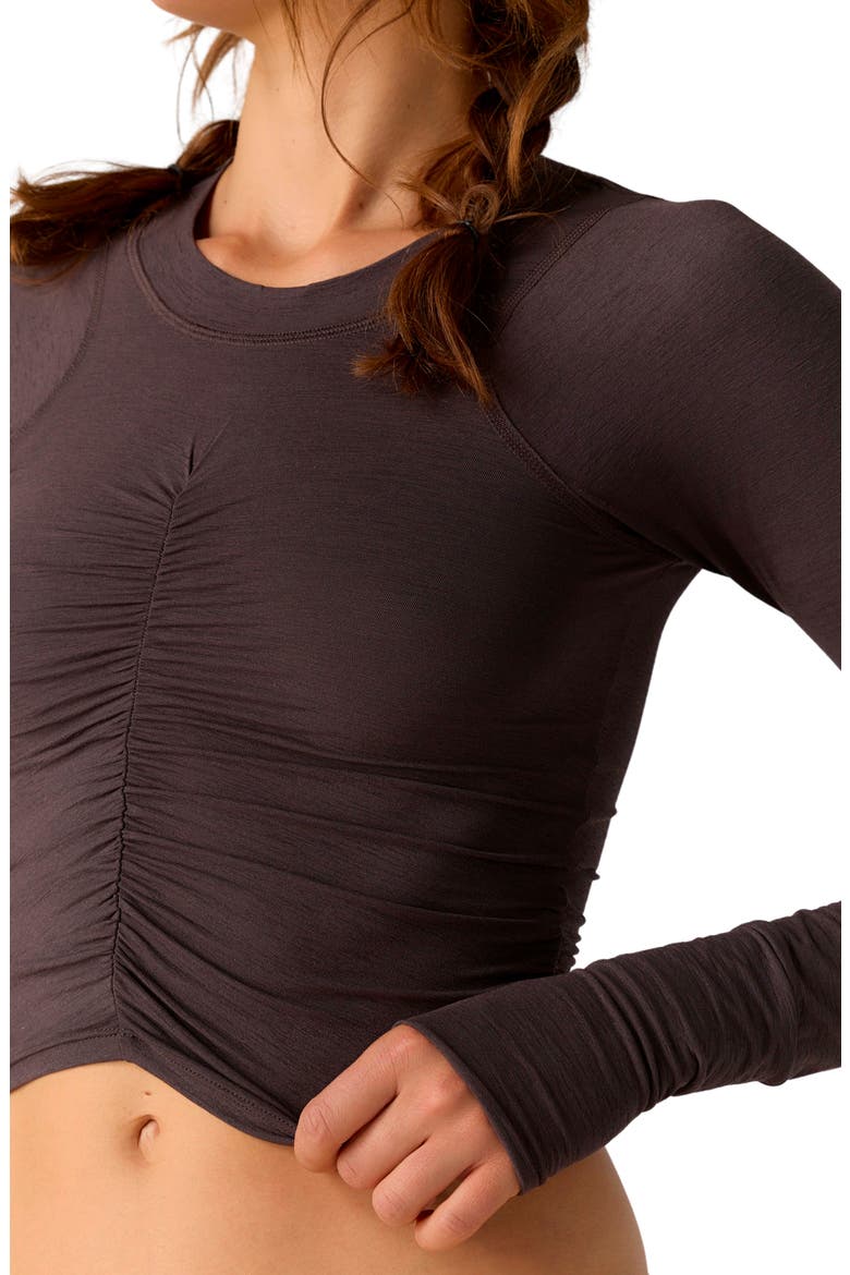 FP Movement Tempo Ruched Long Sleeve T-Shirt, Alternate, color, CHOCOLATE