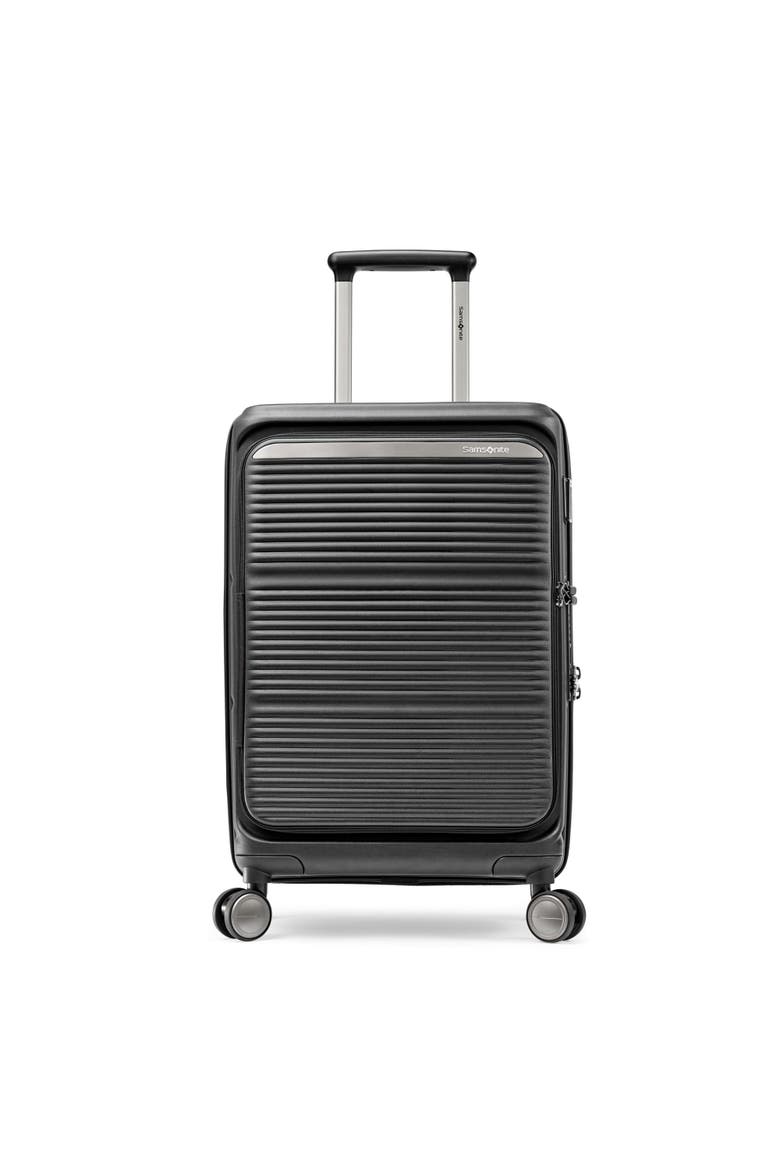 Paralux Expandable 22" Carry On Spinner Luggage, Main, color, Black