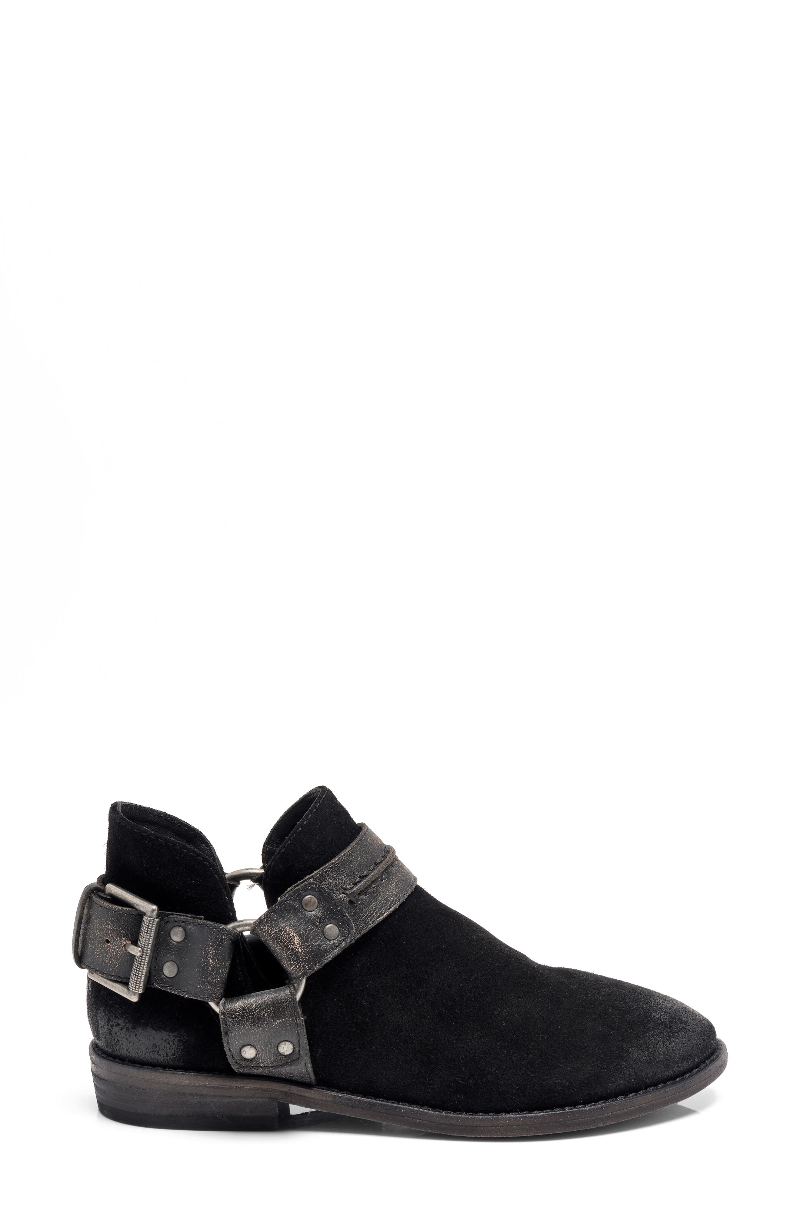 Free People Belle Harness Bootie, Alternate, color, Black Suede