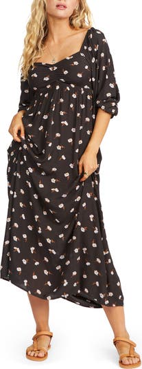 knee length dresses for ladies Billabong Womens Weekend Waves Midi Dress  ShopCGX