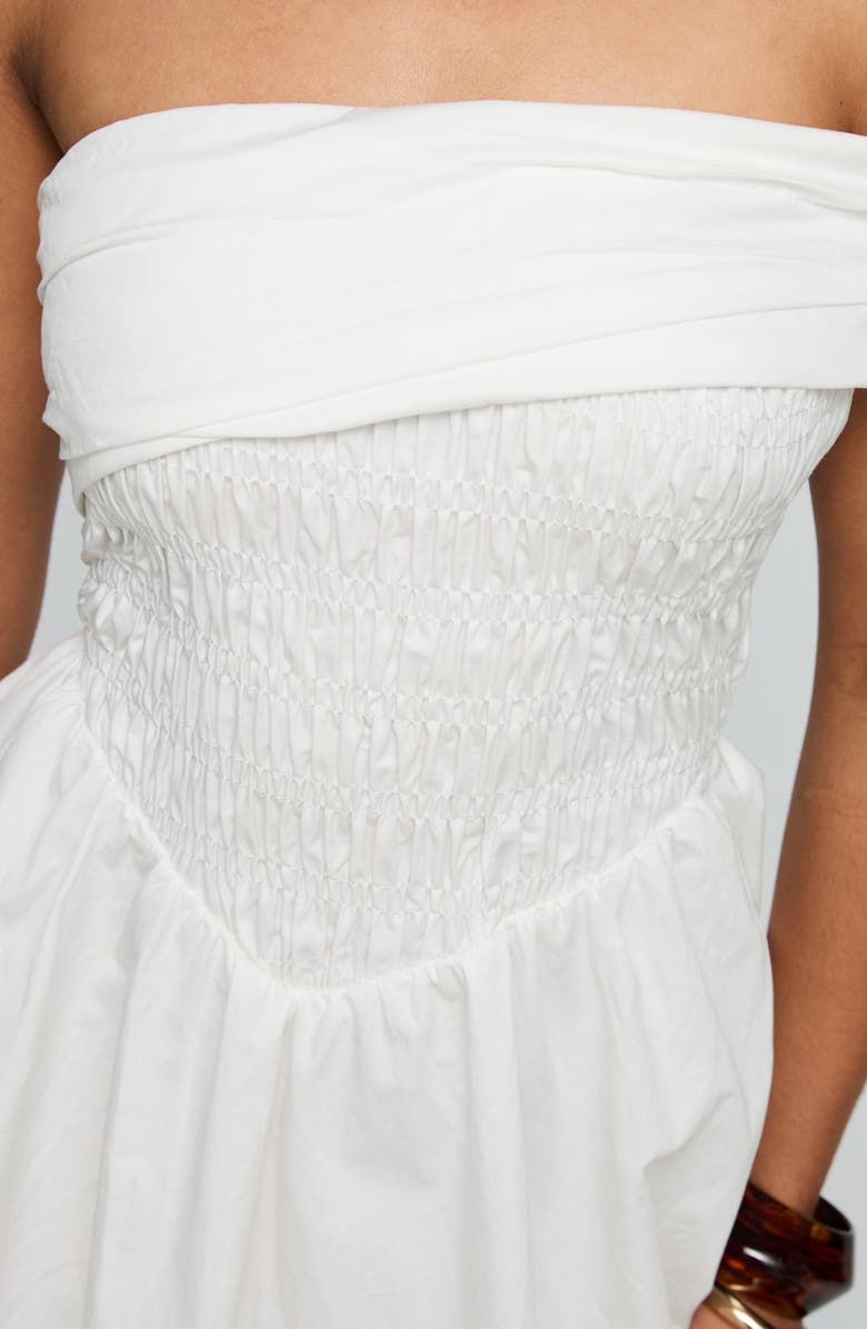 Princess Polly Fruitful Smocked Off the Shoulder Organic Cotton Minidress, Alternate, color, White