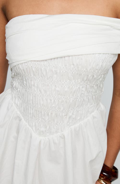 Princess Polly Fruitful Smocked Off The Shoulder Organic Cotton Minidress In White