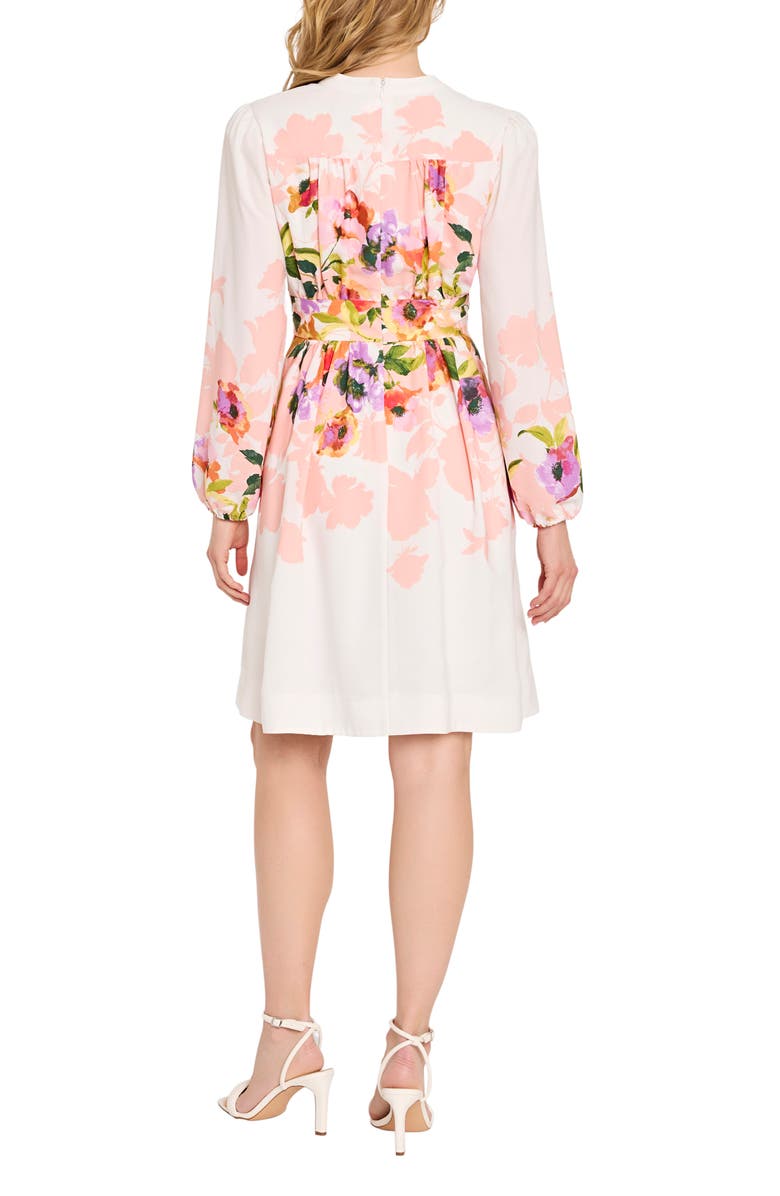 Tahari ASL Belted Print Long Sleeve Dress, Alternate, color, 