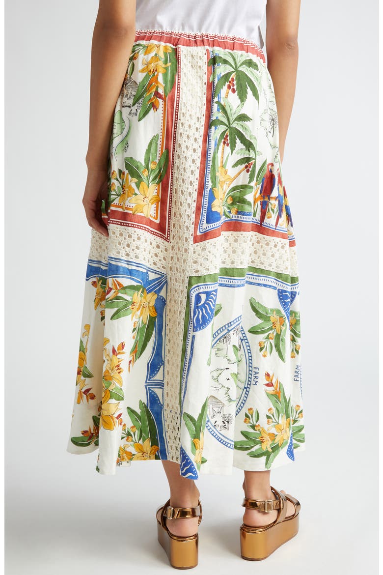 Tropical Destination Linen Blend Skirt, Alternate, color, OFF-WHITE