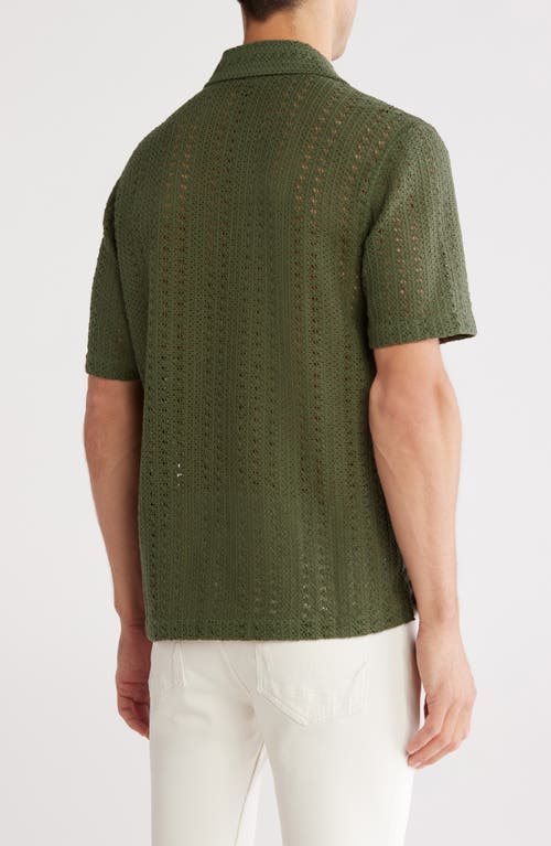 Truth Open Knit Button-up Cuban Shirt
