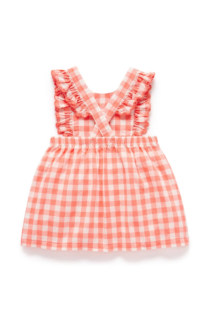 Purebaby Gingham Pinnie Dress, Alternate, color, Coral Gingham