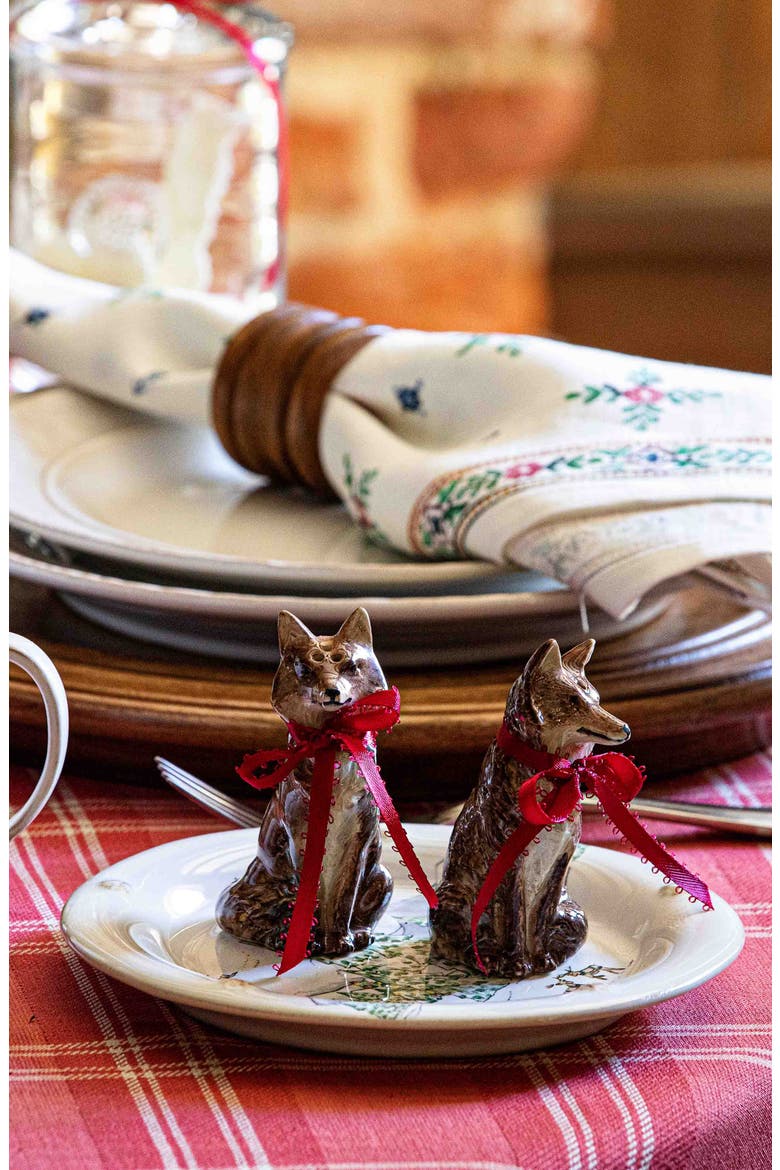 Clever Creatures Fox Salt & Pepper Shaker Set, Alternate, color, WALNUT