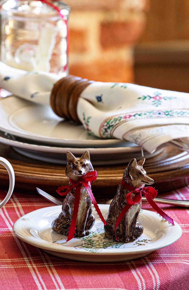 Juliska Clever Creatures Fox Salt & Pepper Shaker Set, Alternate, color, Walnut