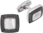Link Up Granulated Soft Square Gemstone Inlay Cufflinks