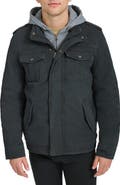 Levi's® Washed Cotton Faux Shearling Lined Hooded Military Jacket
