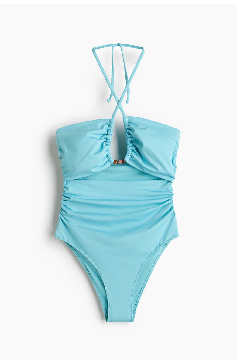 H&M Padded-cup Cut-out Swimsuit, Main, color, Turquoise