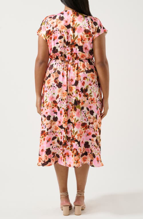 Estelle Atreides Floral Midi Dress In Pink Print