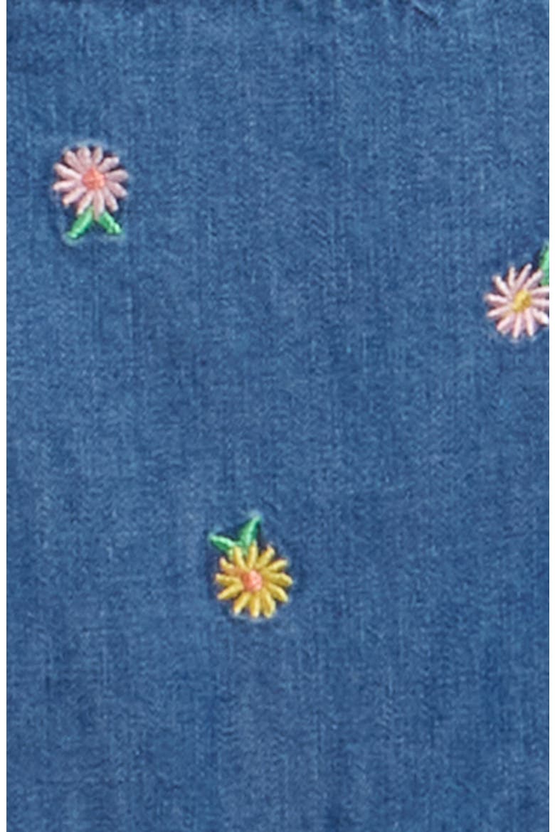 Embroidered Denim Shortalls & Short Sleeve Shirt Set, Alternate, color, BLUE