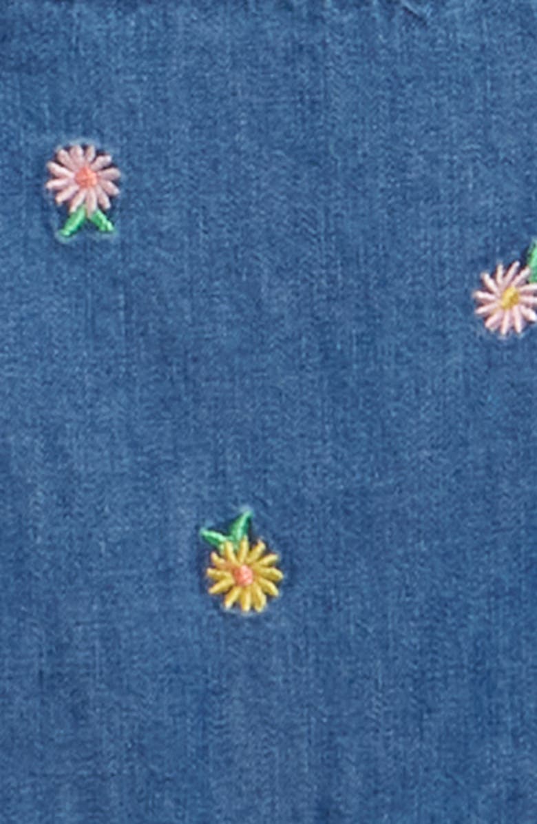 Little Me Embroidered Denim Shortalls & Short Sleeve Shirt Set, Alternate, color, Blue