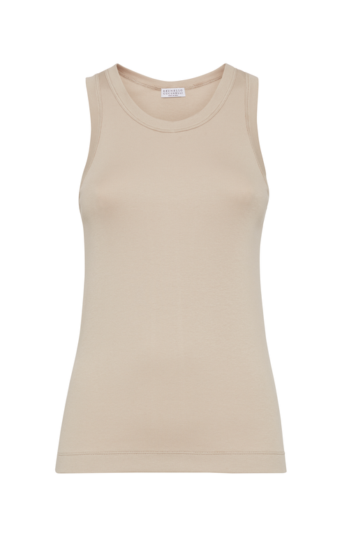 Brunello Cucinelli Ribbed Tank Top In Beige