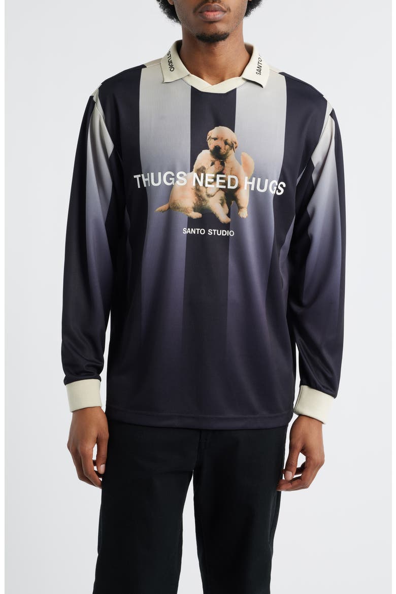 Thugs Need Hugs Graphic Club Jersey, Main, color, BLACK