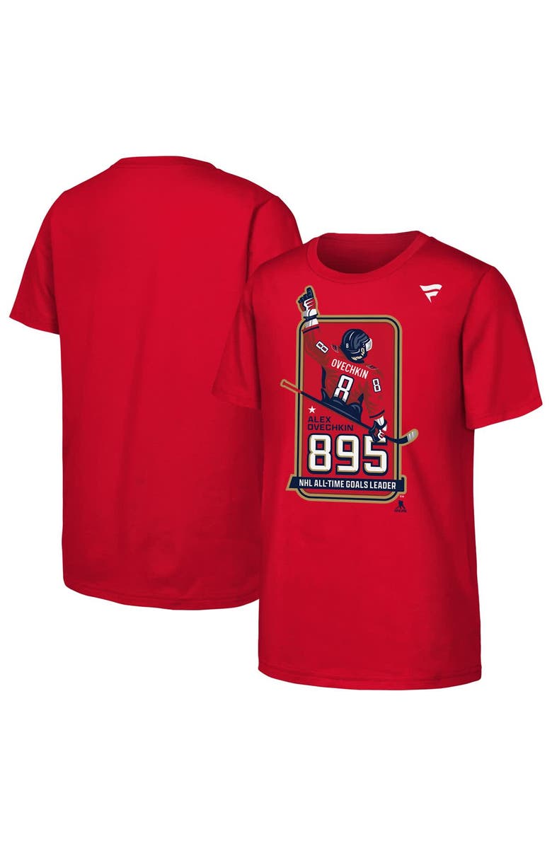 Outerstuff Youth Alexander Ovechkin Red Washington Capitals NHL All-Time Leading Goal Scorer Locker Room T-Shirt, Main, color, Red