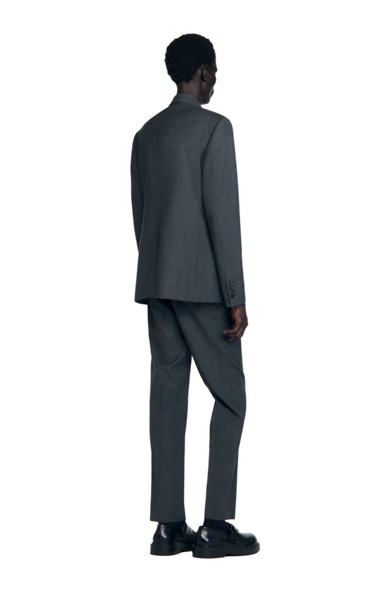 SANDRO Double-breasted classic suit jacket, Alternate, color, Heather Charcoal