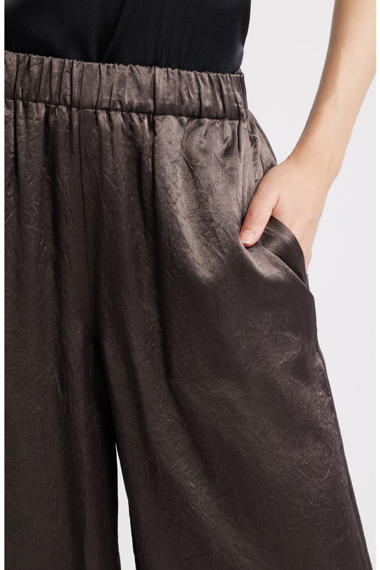Crinkle Satin Wide Leg Ankle Pants, Alternate, color, RYE