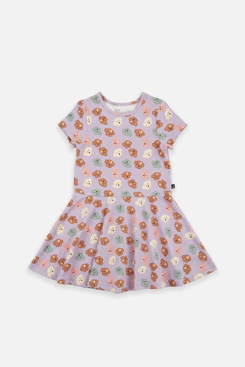 Jersey Drop Waist Flowy Skirt Dress, Main, color, Purple Poodle Print