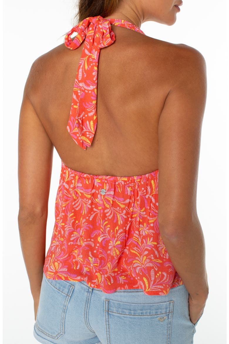 Fairweather Split Front Halter Top, Alternate, color, HOT CORAL